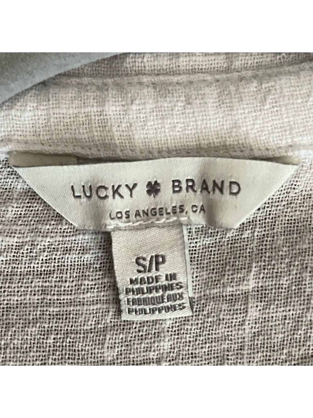 LUCKY BRAND Bright White Woven Gauze button down top sz Small like new condition - Picture 6 of 8